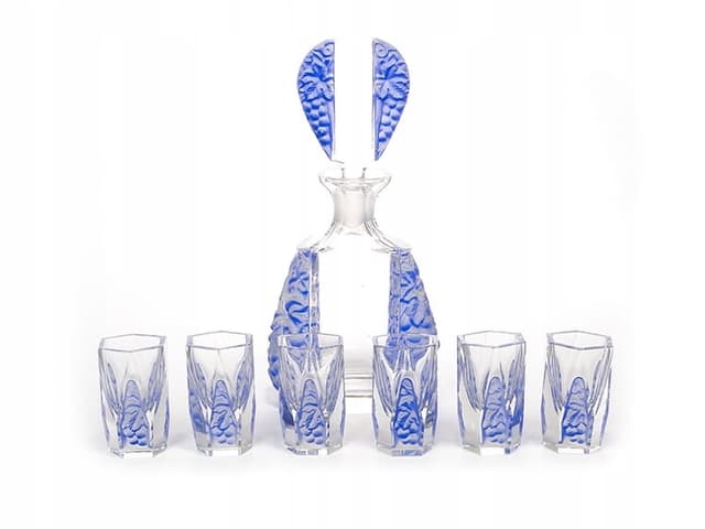 Serwis likierowy, kryształ multicolor, Czechy, lata 50. - WYMIARY