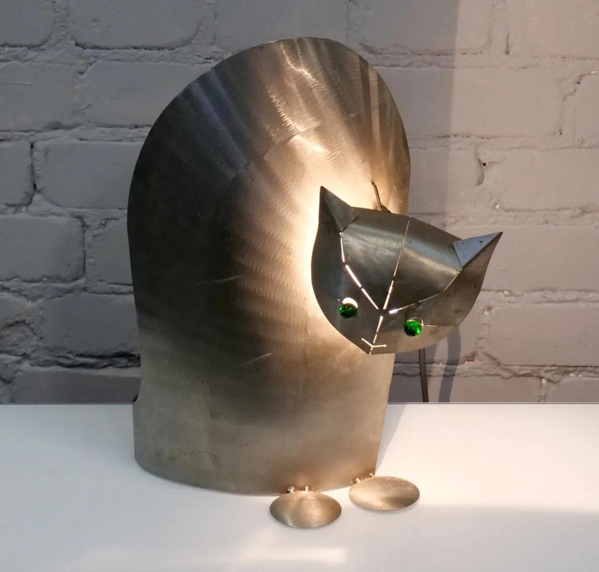 Silver Stainless Steel Cat Light Sculpture, by R. Stubenrauch, Germany, 1990s - 18741