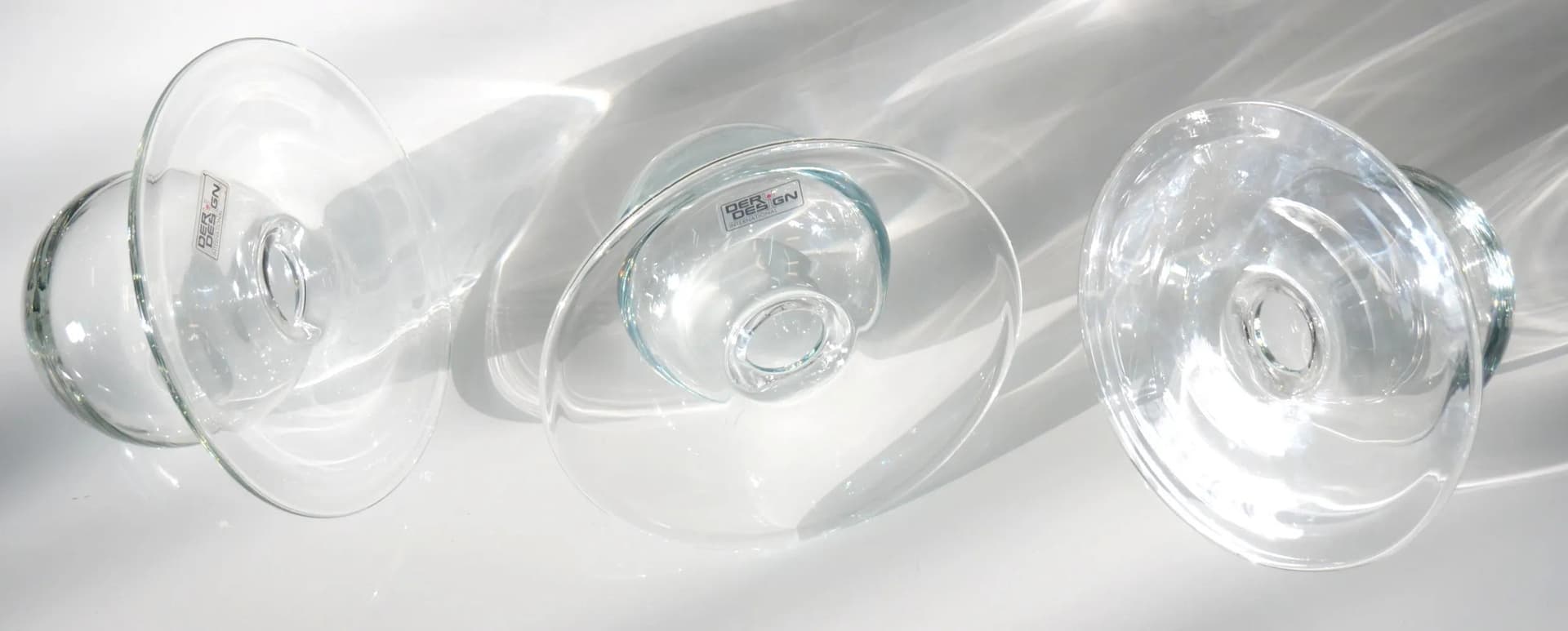 Przezroczysty zestaw trzech minimalistycznych wazonów szklanych, Deru Design, Niemcy, lata 80. - 18681