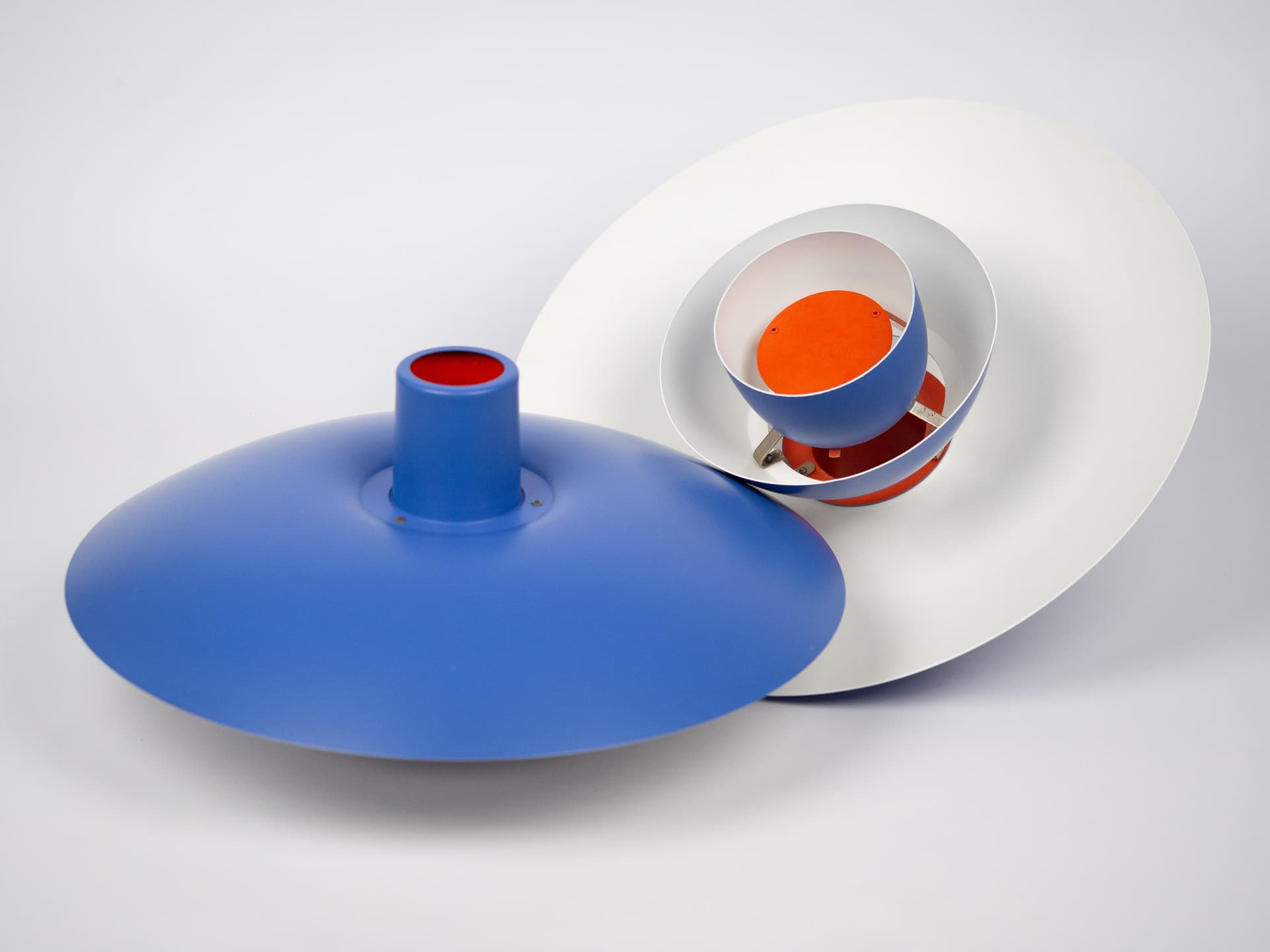 Para lamp wiszących PH 4/3, aluminium niebieski, proj. P. Henningsen, Louis Poulsen, Dania, lata 70. - 255701