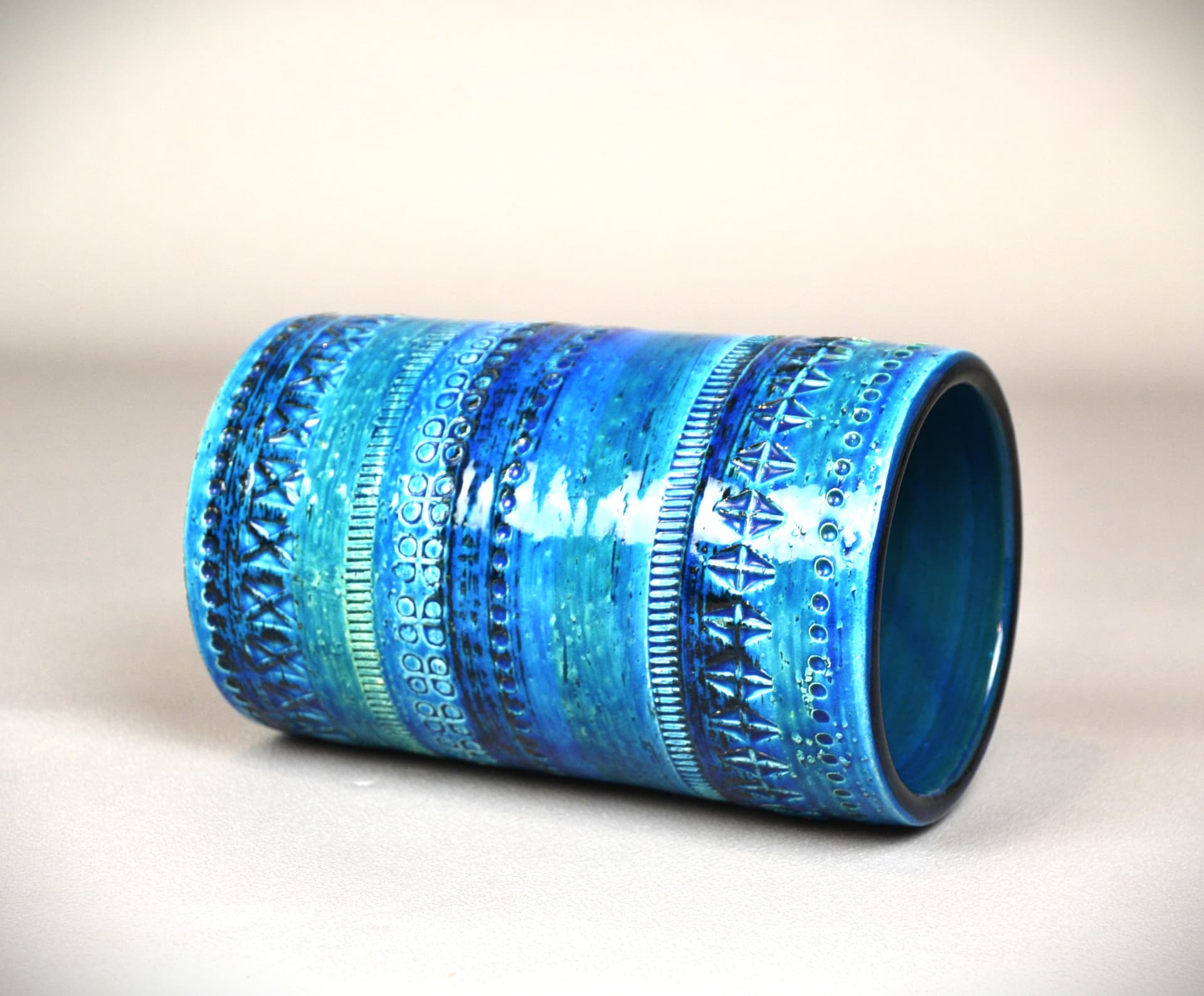 Wazon Blue Rimini, ceramika niebieska, proj. A. Londi, Bitossi, Włochy, lata 60. - 87