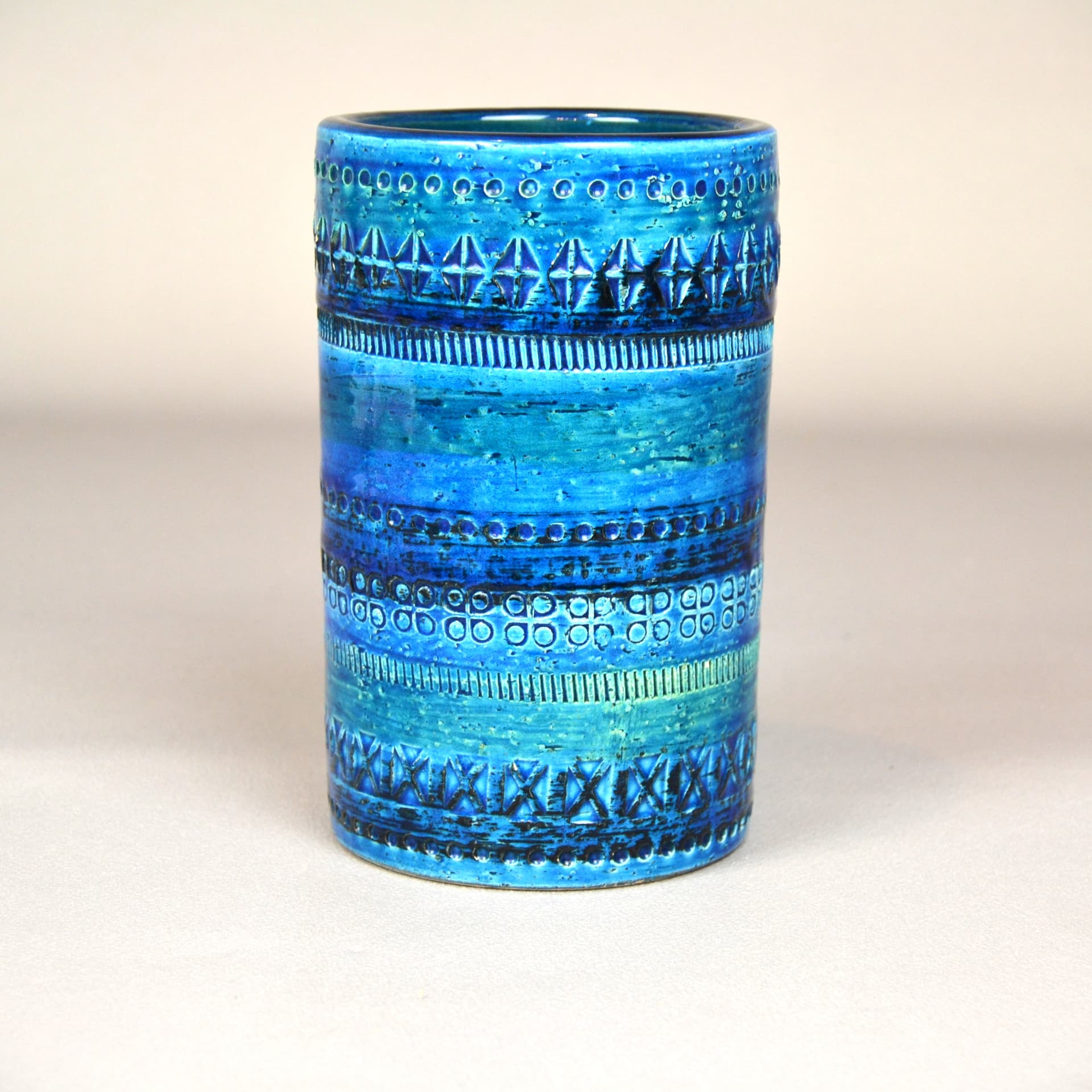 Wazon Blue Rimini, ceramika niebieska, proj. A. Londi, Bitossi, Włochy, lata 60. - 84