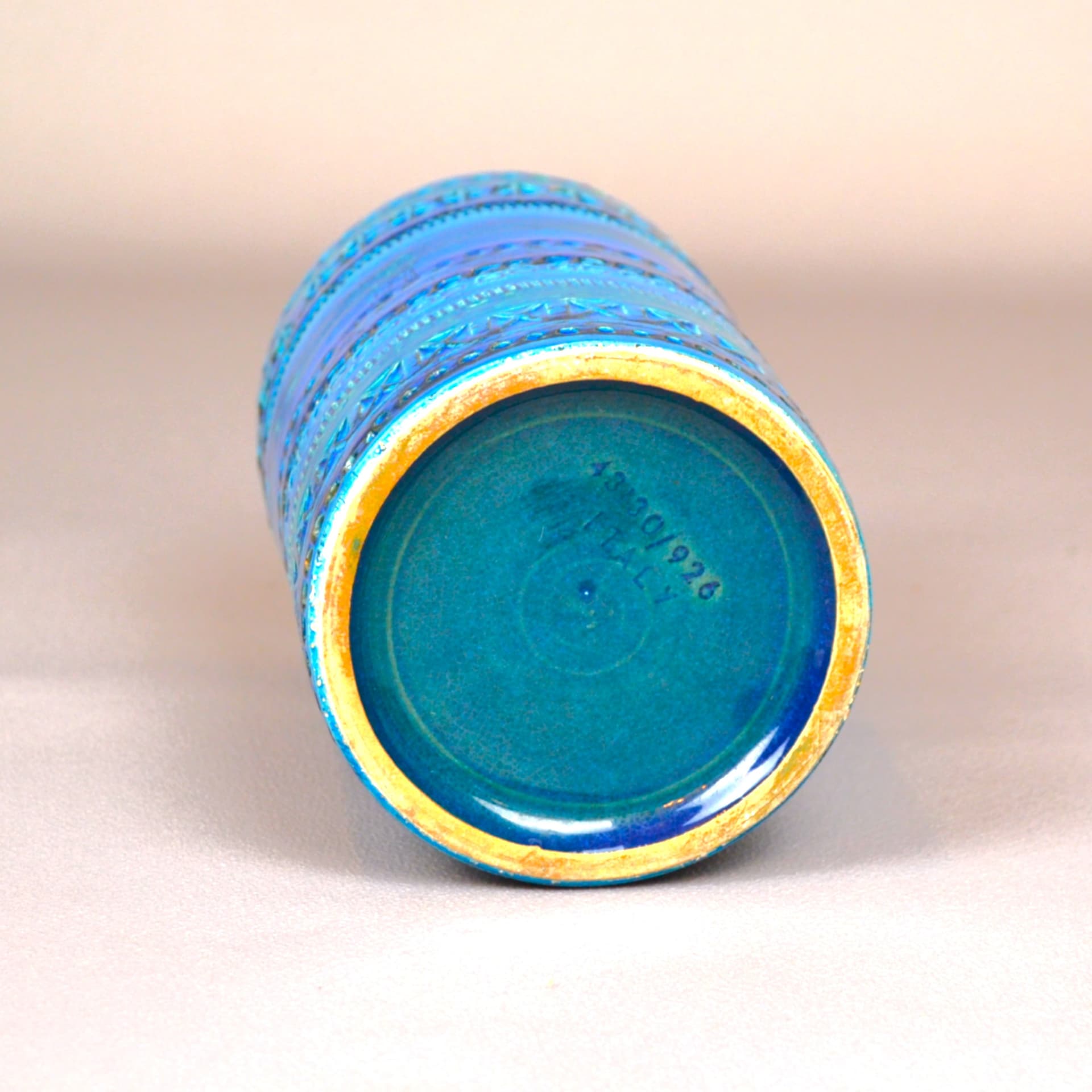 Wazon Blue Rimini, ceramika niebieska, proj. A. Londi, Bitossi, Włochy, lata 60. - 82