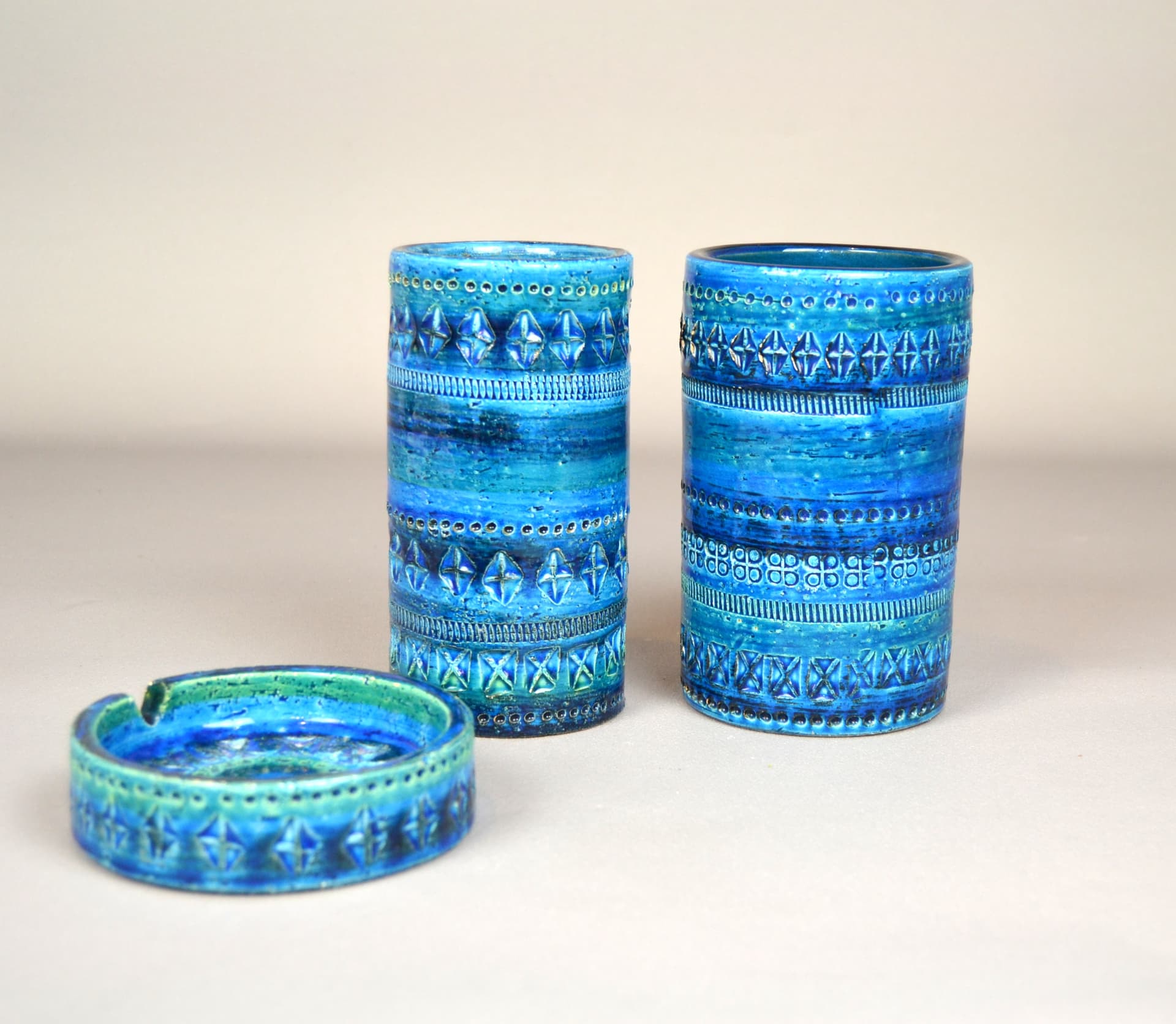 Wazon Blue Rimini, ceramika niebieska, proj. A. Londi, Bitossi, Włochy, lata 60. - 89