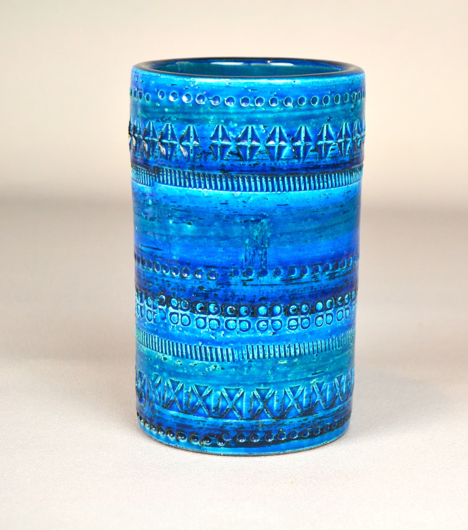 Wazon Blue Rimini, ceramika niebieska, proj. A. Londi, Bitossi, Włochy, lata 60. - 86