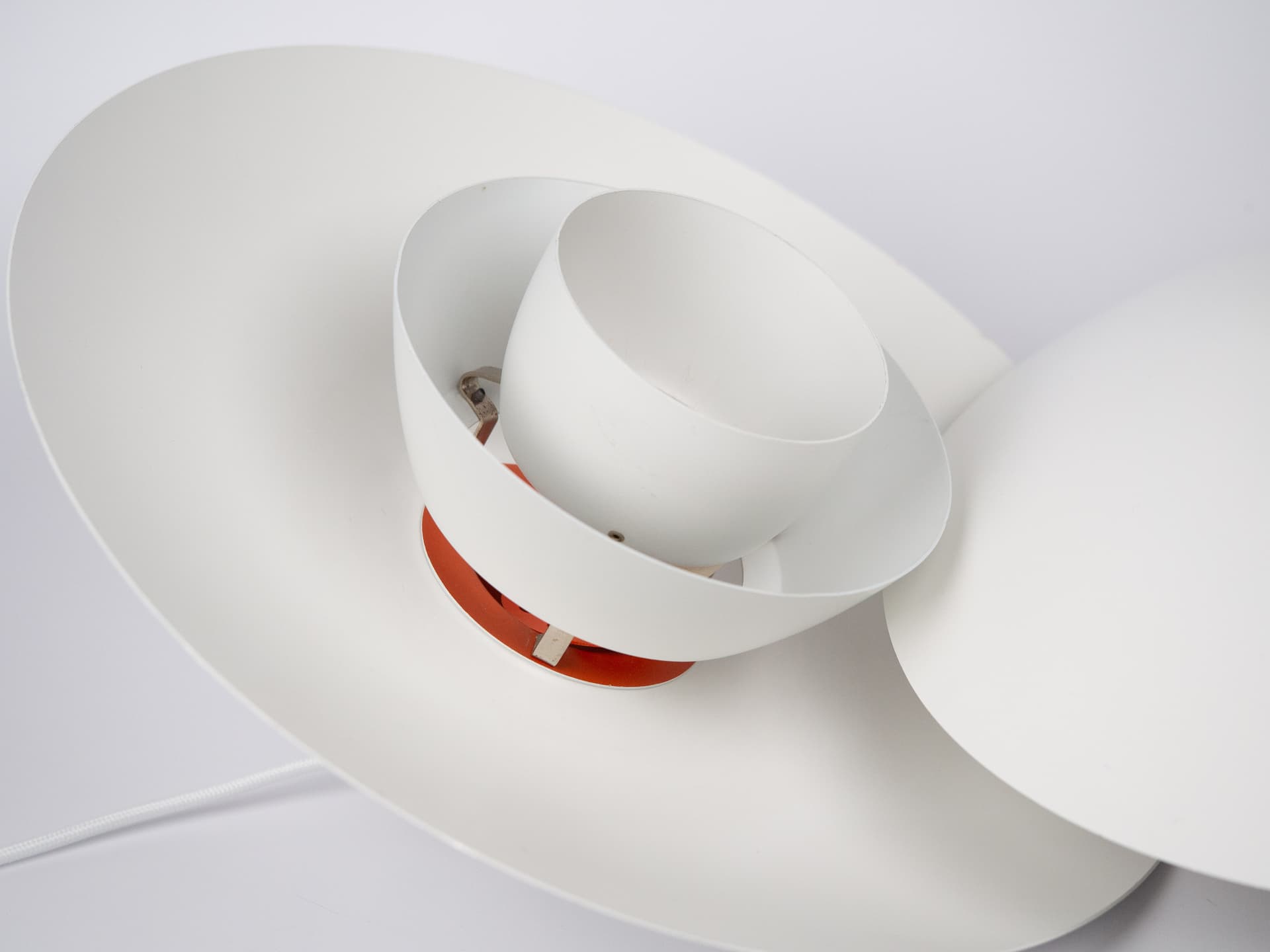 Para lamp wiszących PH 4/3, aluminium biały, proj. P. Henningsen, Louis Poulsen, Dania, lata 70. - 256138