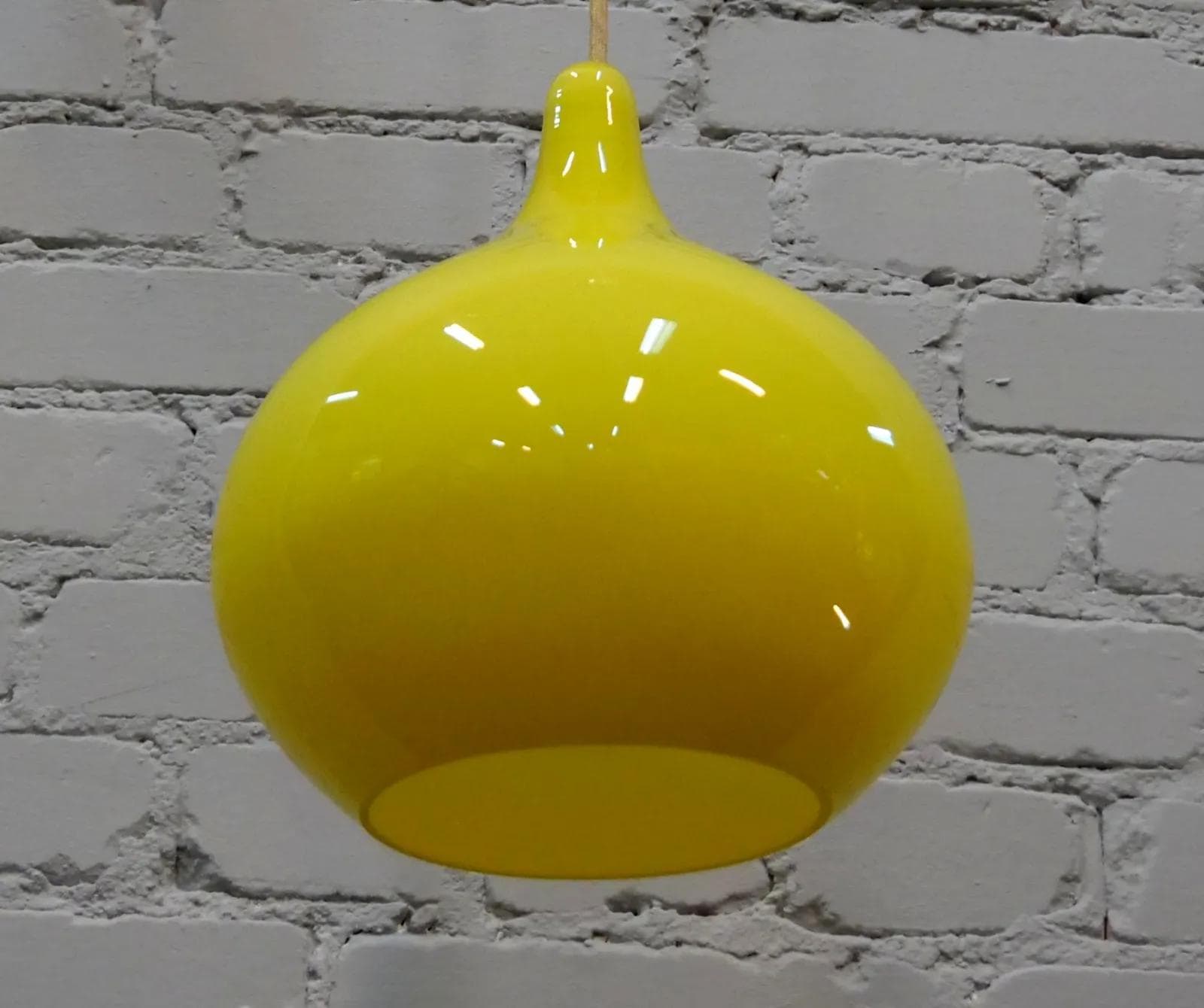Pendant Lamp Teer Drop, yellow glass, Holegaard, Denmark, 1960s. - 18626
