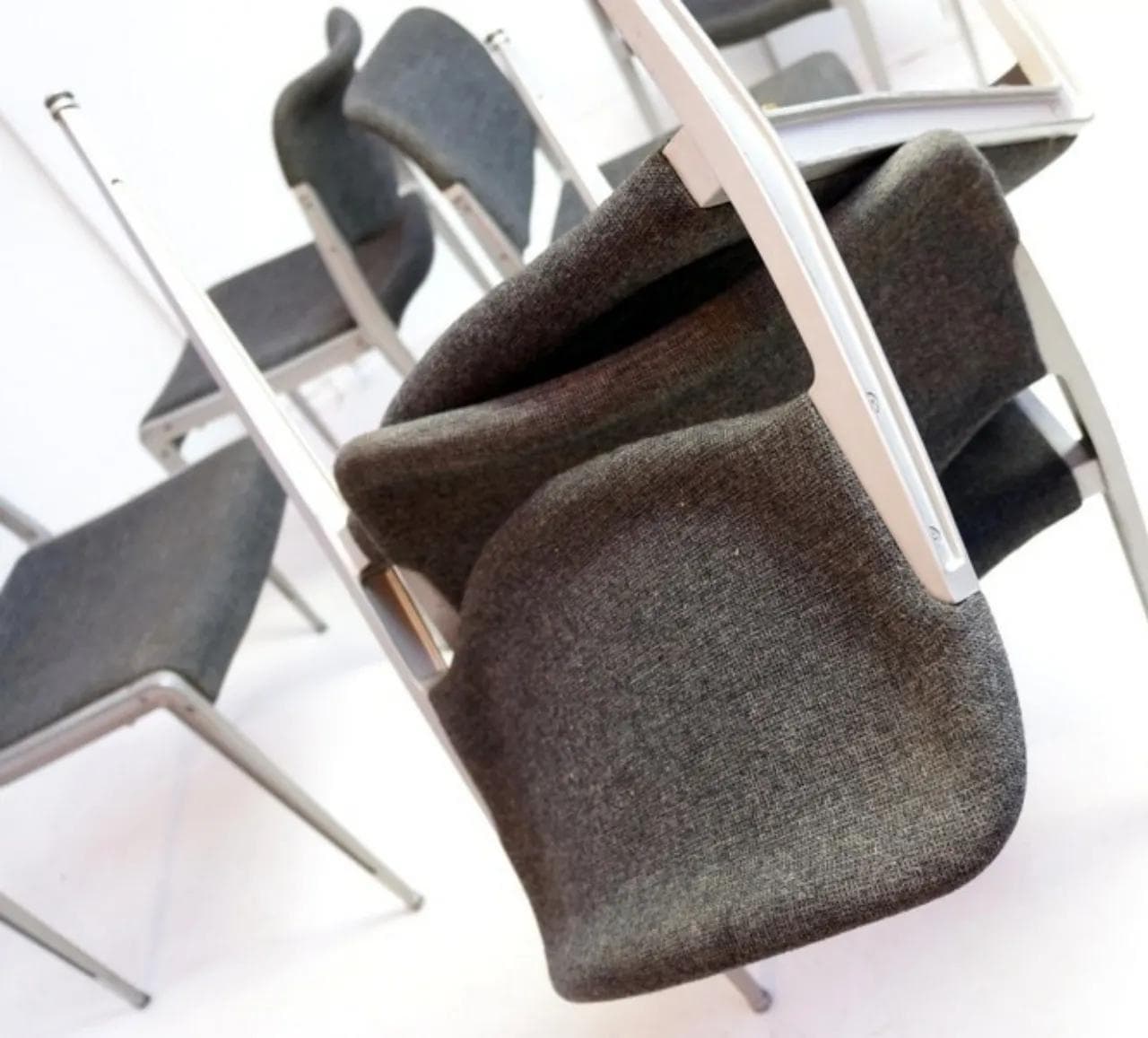 Set of six chairs, grey aluminum, by H. Ell, for Kusch & Co., Germany, 1970s. - 18617