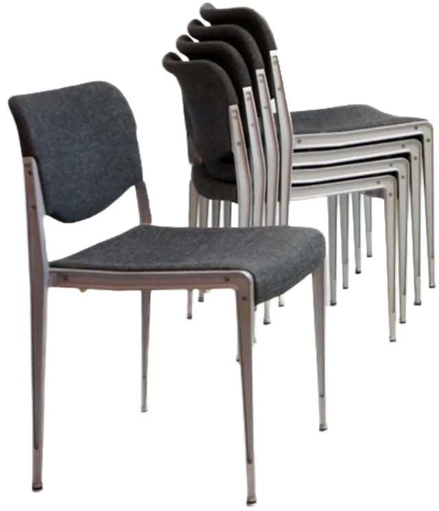 Set of six chairs, grey aluminum, by H. Ell, for Kusch & Co., Germany, 1970s. - DIMENSION