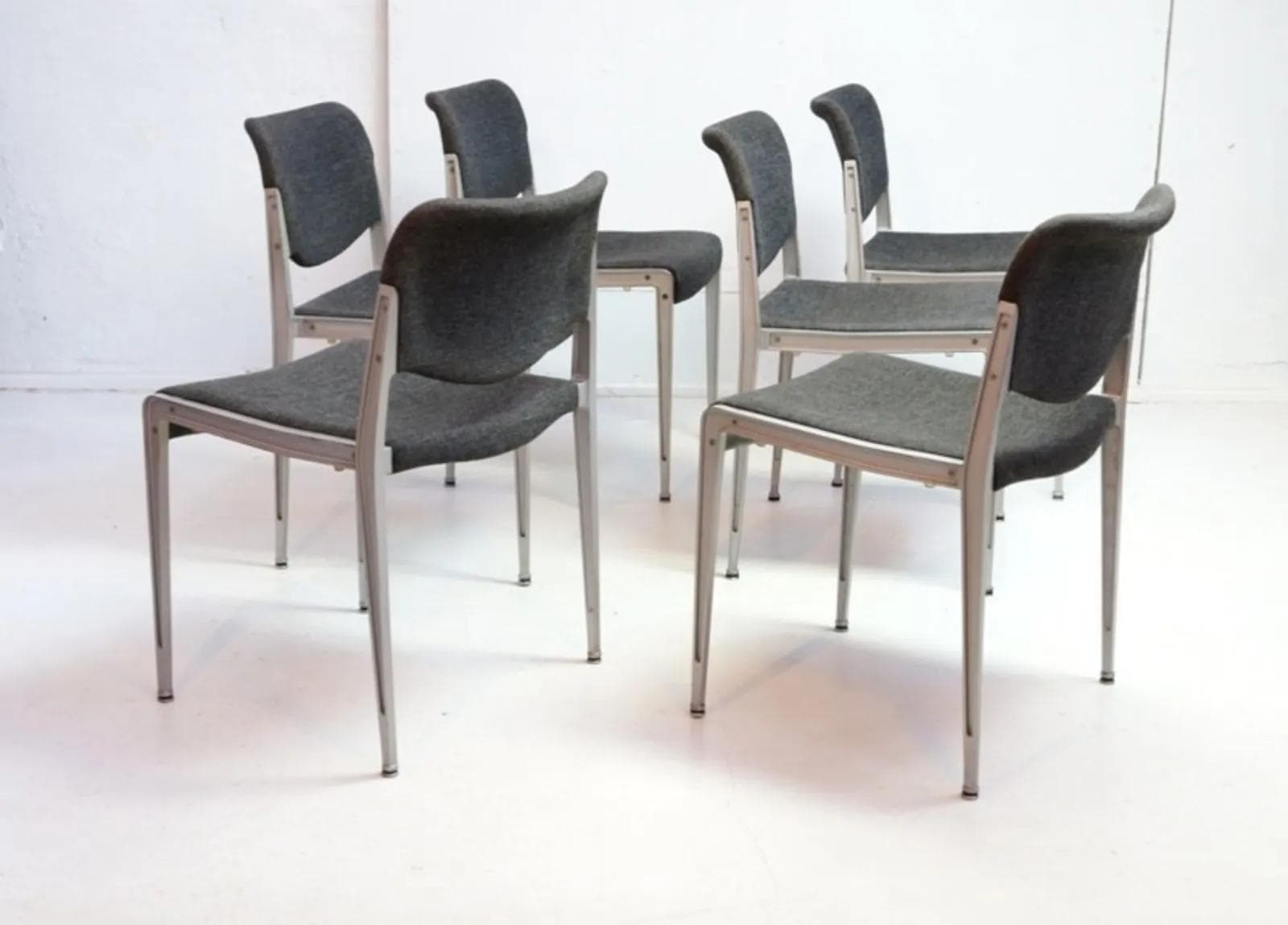 Set of six chairs, grey aluminum, by H. Ell, for Kusch & Co., Germany, 1970s. - 18618