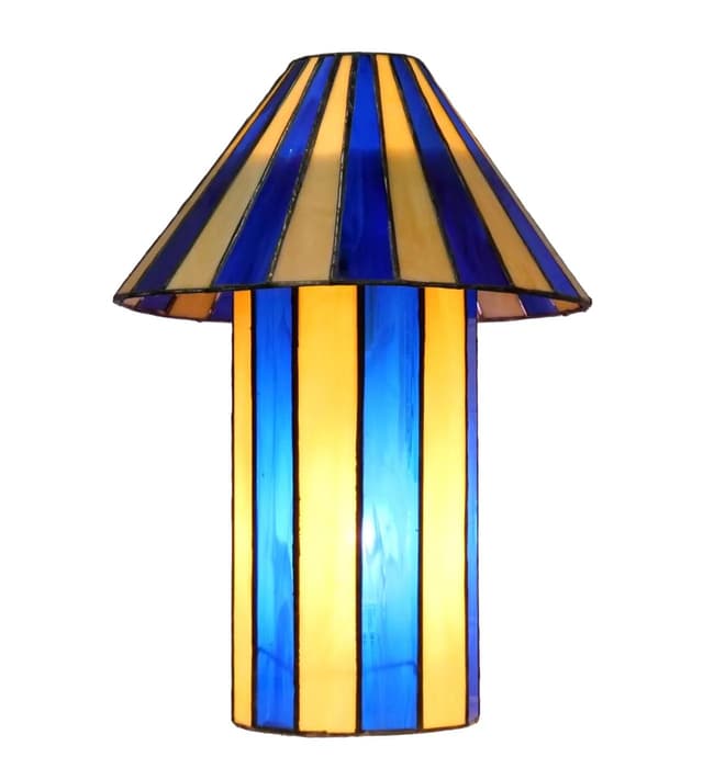 Lampa stołowa witrażowa, multikolor, szkło, Francja, lata 70. - WYMIARY