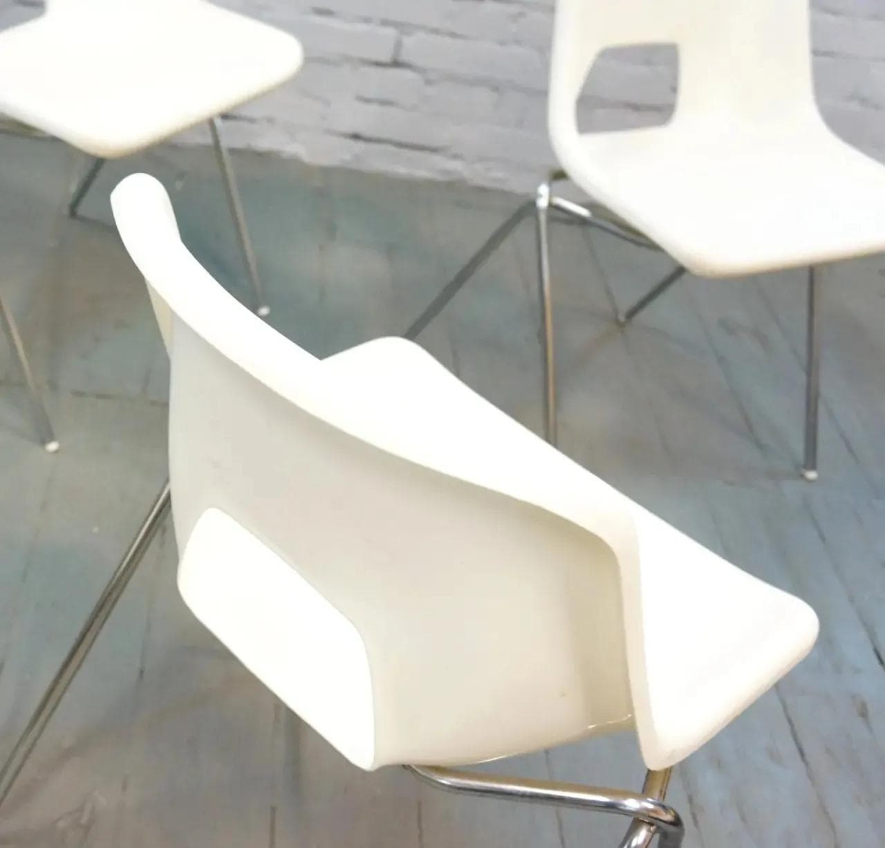 Zestaw krzeseł Järvi, plastik biały, chrom, proj. N. Gammelgaard, Ikea, Szwecja, lata 70. - 18859