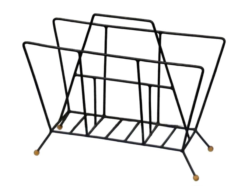 Stojak na gazety, metal czarny, proj. T. Paul, USA, lata 50.