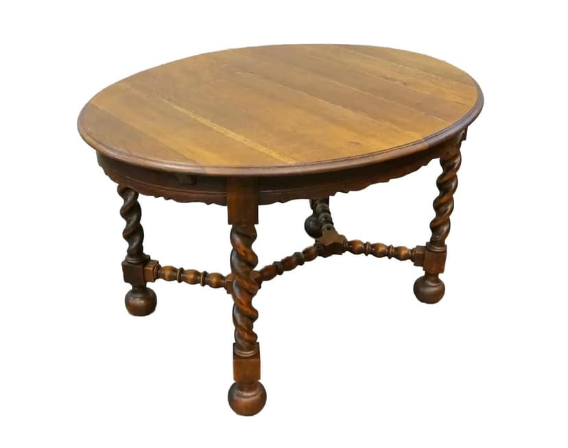 Stół owalny, art déco, dąb brązowy, Francja, lata 30.