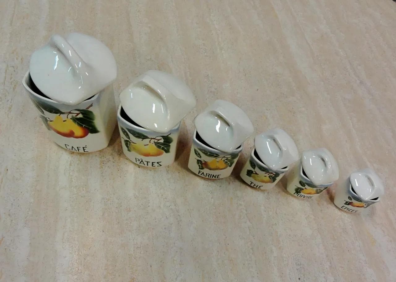 Zestaw kuchenny art déco, fajans ivory white, Francja, lata 30. - 18805