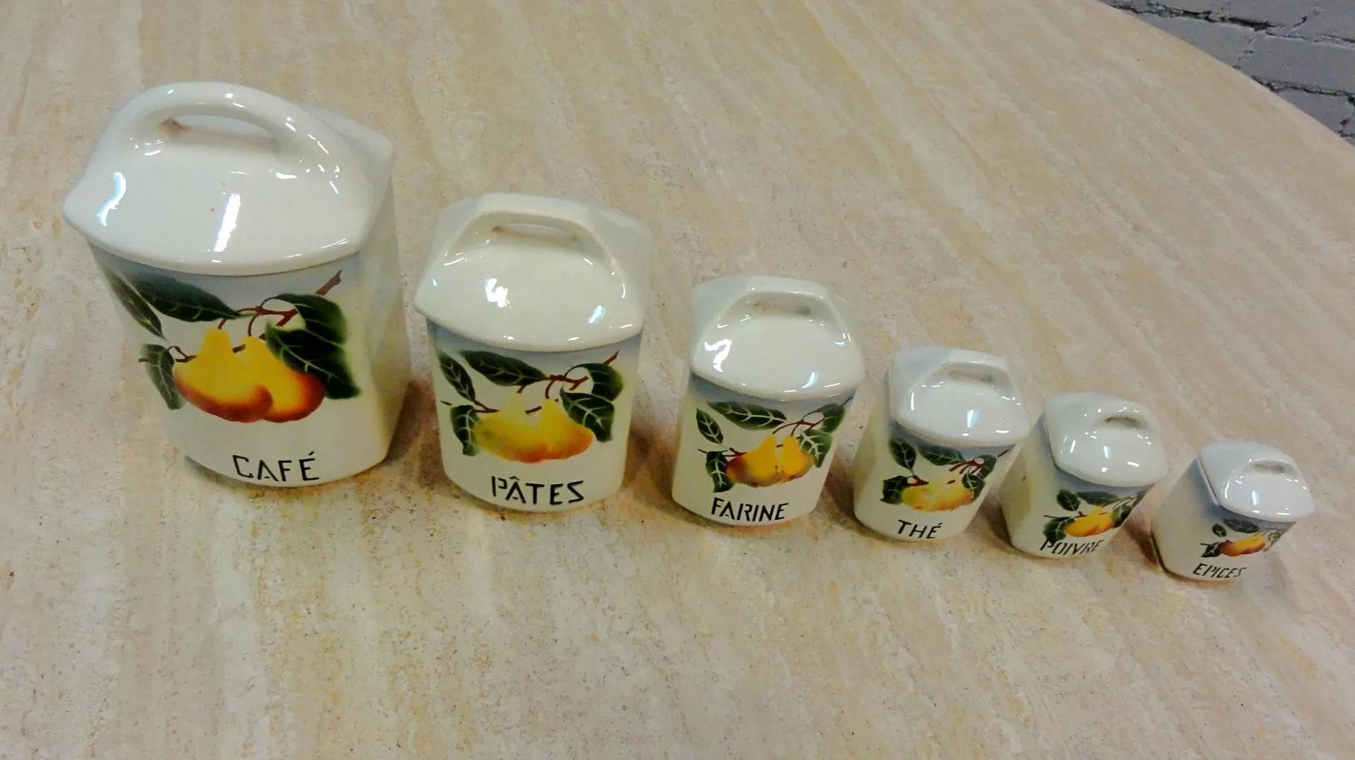 Zestaw kuchenny art déco, fajans ivory white, Francja, lata 30. - 18803