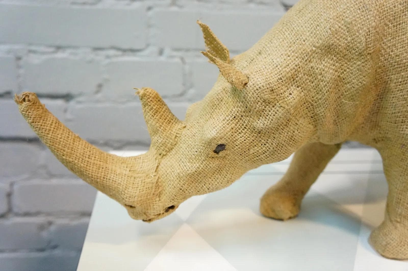 Rhinoceros figure, beige jute, Germany, 1960s - 19045