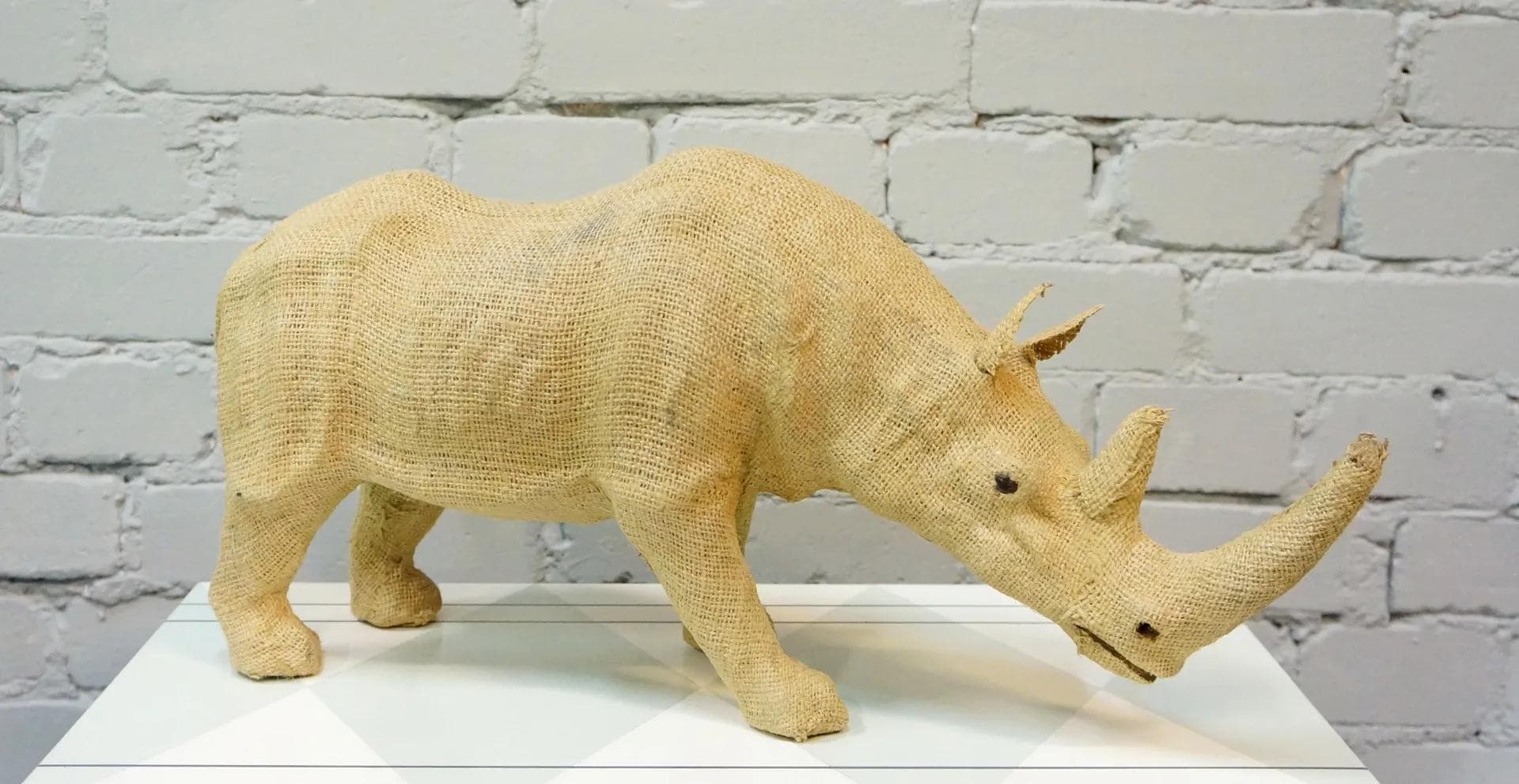 Rhinoceros figure, beige jute, Germany, 1960s - 19051