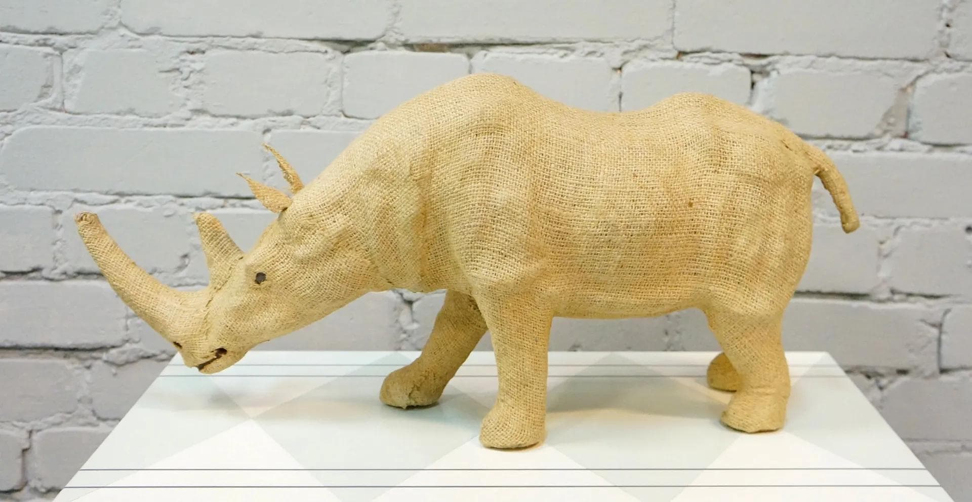 Rhinoceros figure, beige jute, Germany, 1960s - 19050
