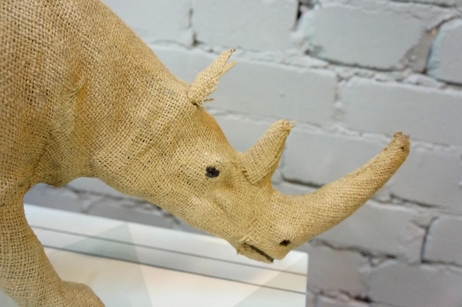 Rhinoceros figure, beige jute, Germany, 1960s - 19047