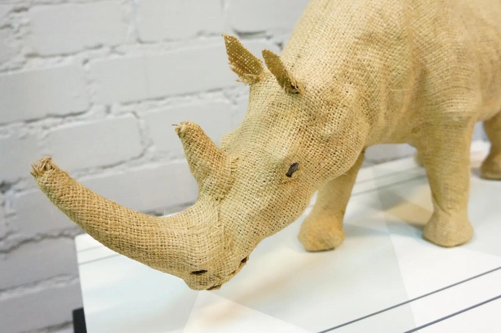 Rhinoceros figure, beige jute, Germany, 1960s - 19044