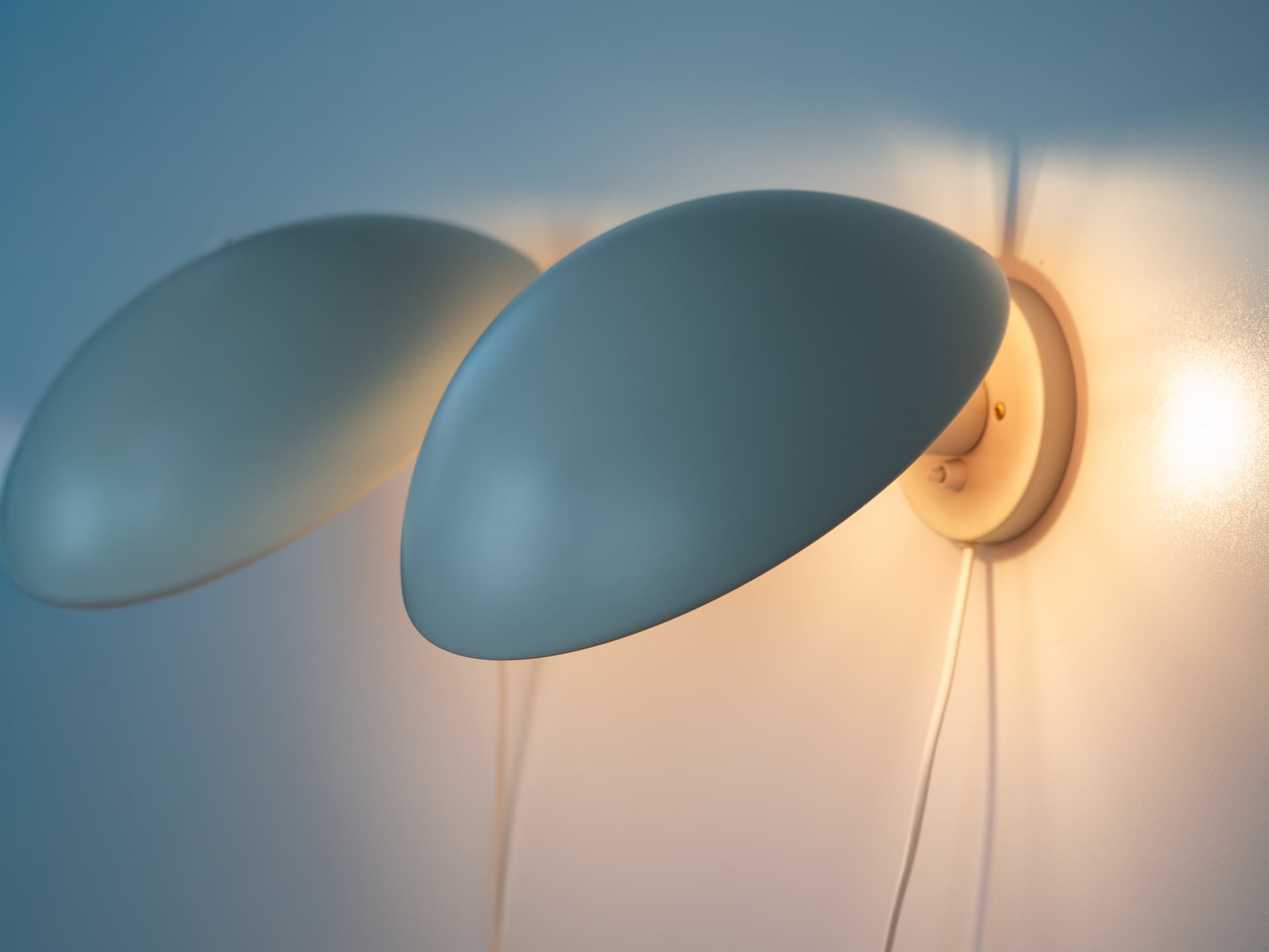 Pair of wall sconces PH Hat Maxi, grey aluminium, by P. Henningsen, Louis Poulsen, Denmark, 1960s. - 260680