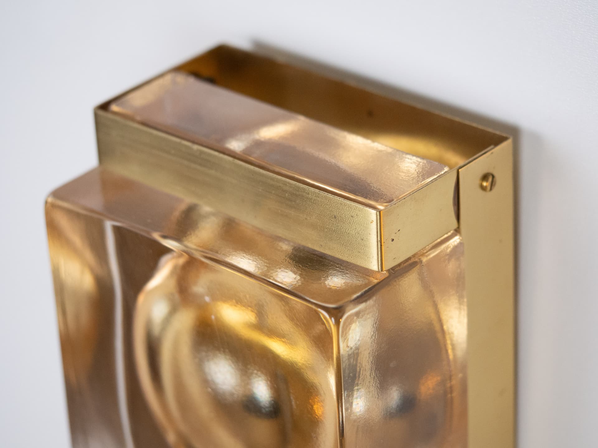 Pair of wall sconces Maritim, gold brass, clear glass, Vitrika, Denmark, 1960s - 260706