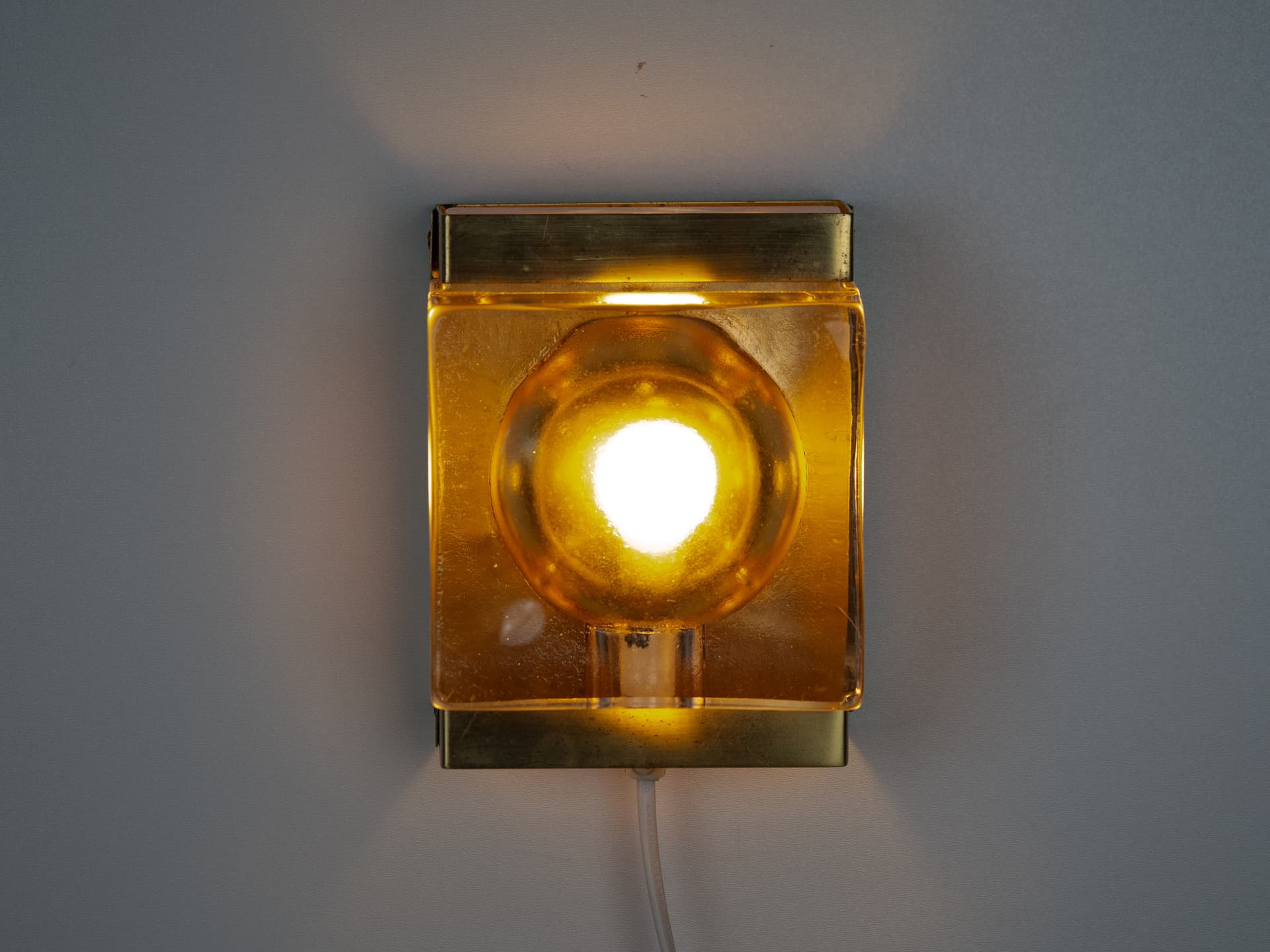 Pair of wall sconces Maritim, gold brass, clear glass, Vitrika, Denmark, 1960s - 260700