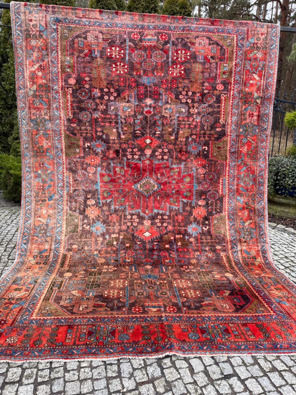 Dywan Hamadan 310x210 cm, czerwony, wełna, Iran - 260709