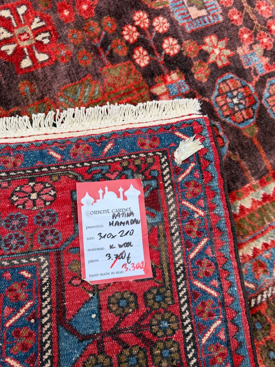 Dywan Hamadan 310x210 cm, czerwony, wełna, Iran - 260719