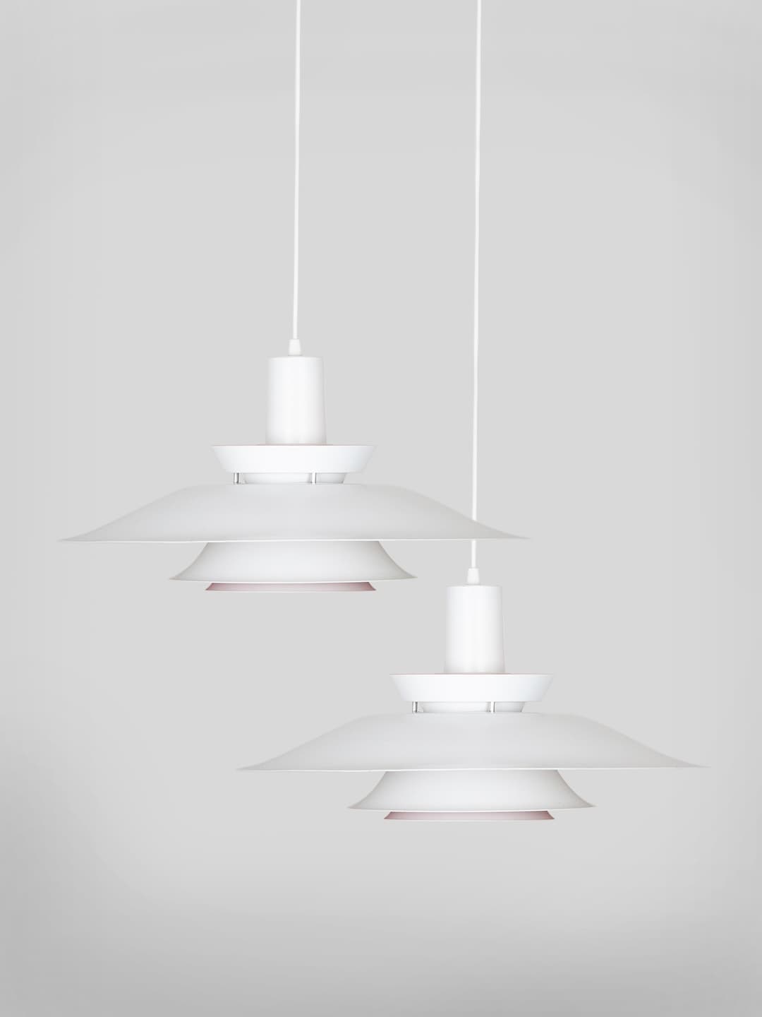 Para lamp wiszących, biały, metal, Dania, lata 80. - 260760