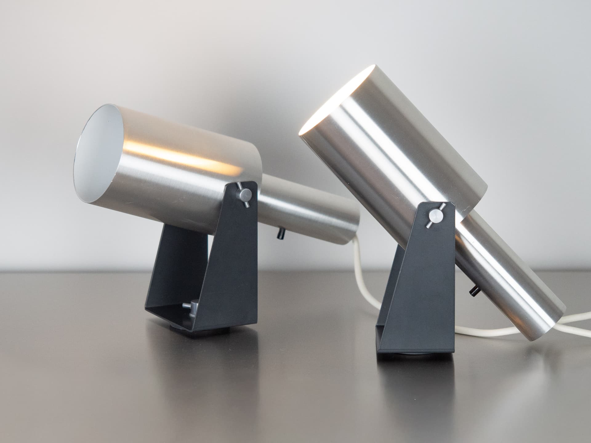 Pair of wall sconces Sonet, silver aluminum, Fog & Mørup, Denmark, 1960s. - 260815