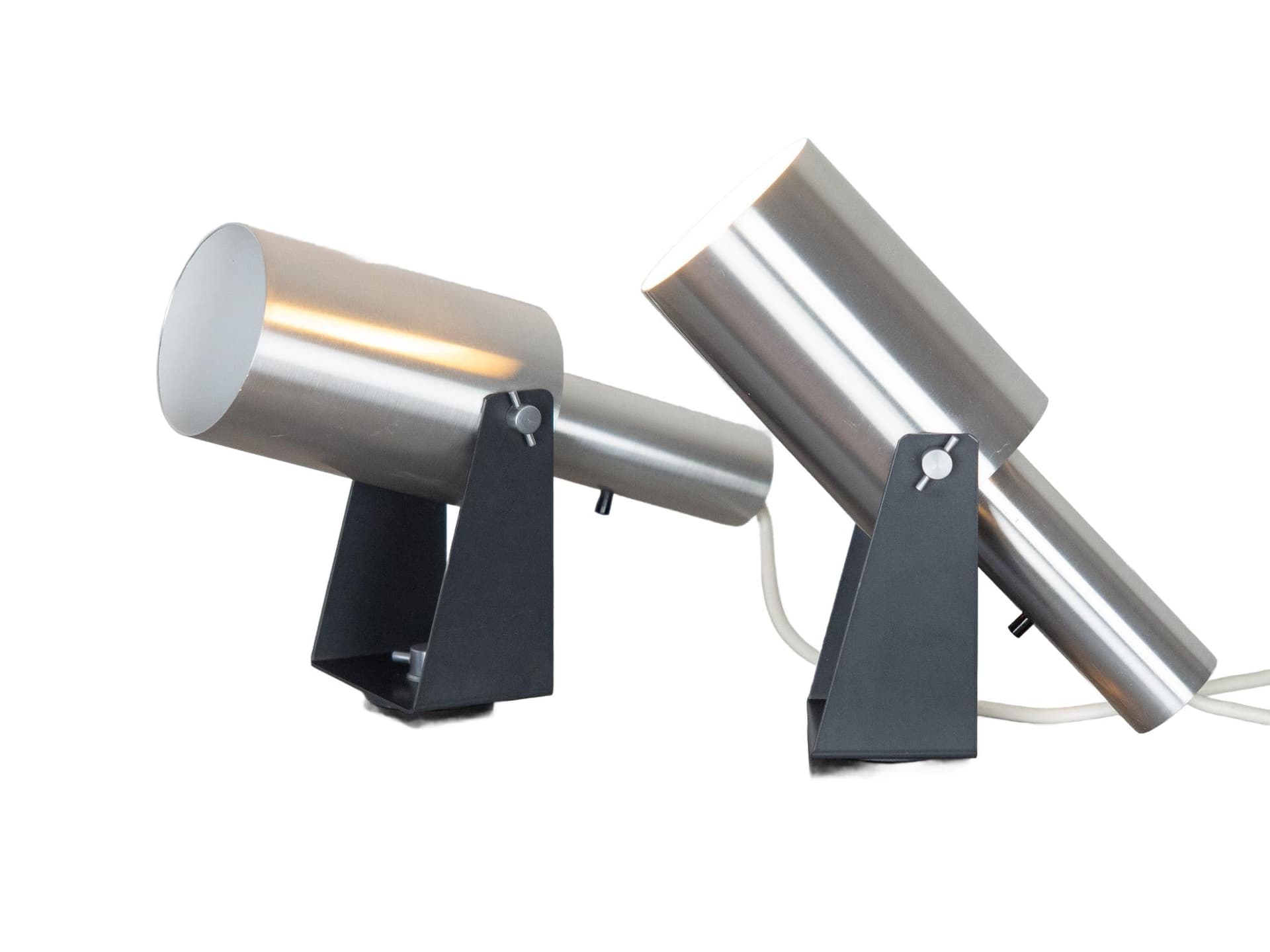 Pair of wall sconces Sonet, silver aluminum, Fog & Mørup, Denmark, 1960s.