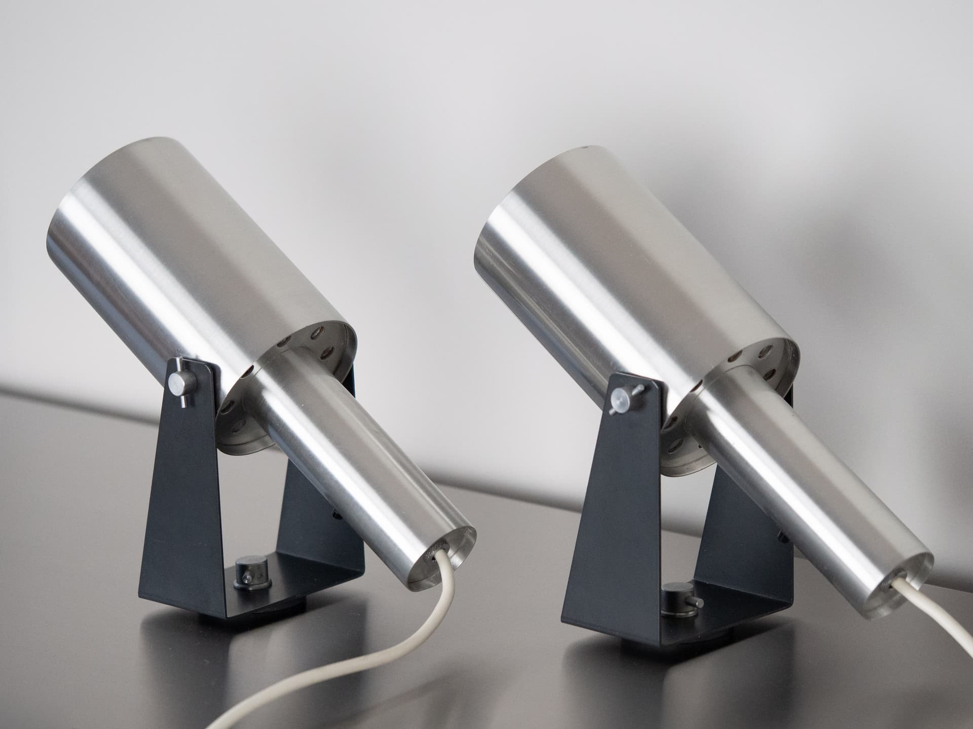 Pair of wall sconces Sonet, silver aluminum, Fog & Mørup, Denmark, 1960s. - 260817