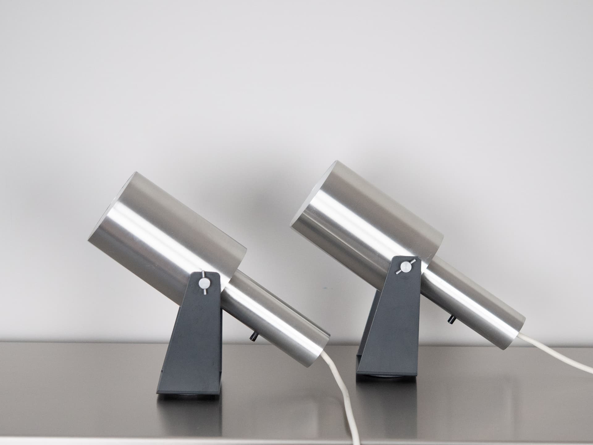 Pair of wall sconces Sonet, silver aluminum, Fog & Mørup, Denmark, 1960s. - 260816