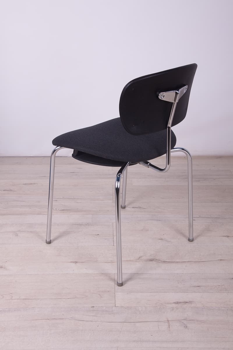 Krzesło SE 68, tkanina syntetyczna czarna, stal chromowana, proj. E. Eiermann, Wilde+Spieth, Niemcy, lata 60. - 261463
