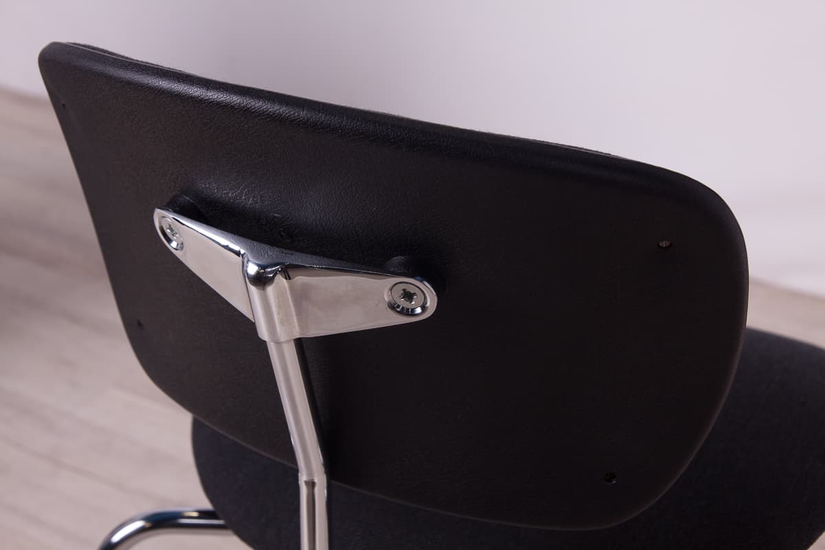 Krzesło SE 68, tkanina syntetyczna czarna, stal chromowana, proj. E. Eiermann, Wilde+Spieth, Niemcy, lata 60. - 261466