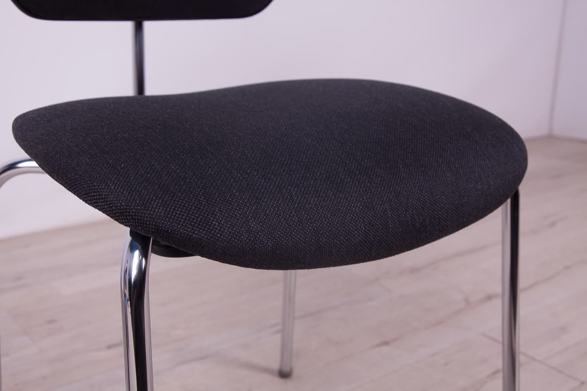 Krzesło SE 68, tkanina syntetyczna czarna, stal chromowana, proj. E. Eiermann, Wilde+Spieth, Niemcy, lata 60. - 261465