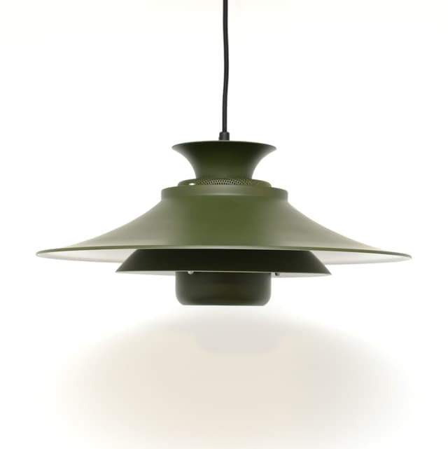 Lampa wisząca, butelkowo zielona, metal, Vitrika, Dania, lata 70. - WYMIARY