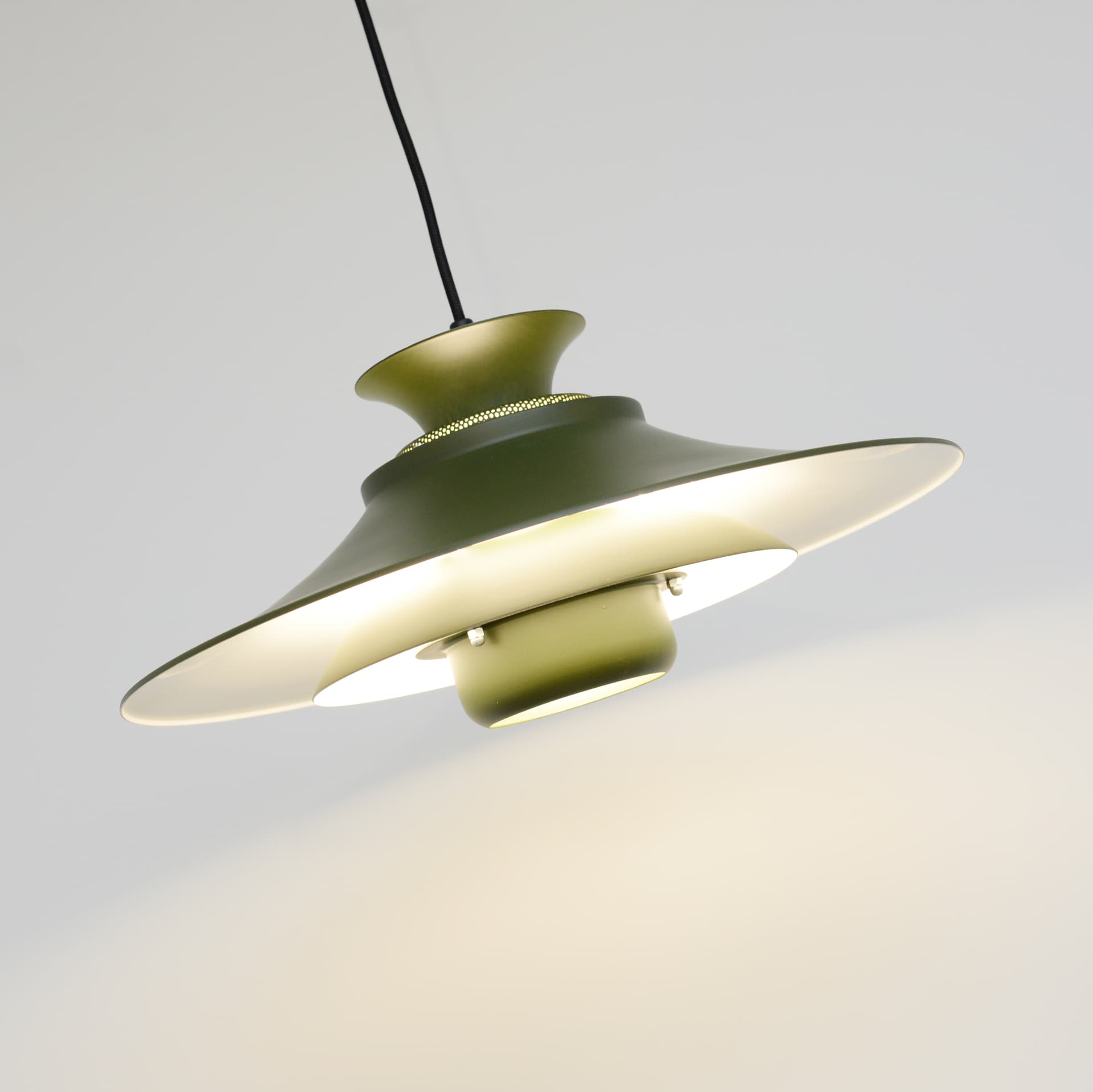 Lampa wisząca, butelkowo zielona, metal, Vitrika, Dania, lata 70. - 261489