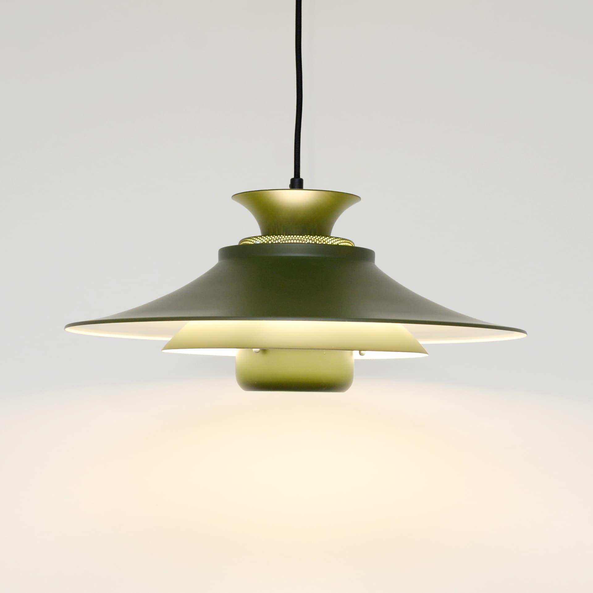 Lampa wisząca, butelkowo zielona, metal, Vitrika, Dania, lata 70. - 261488