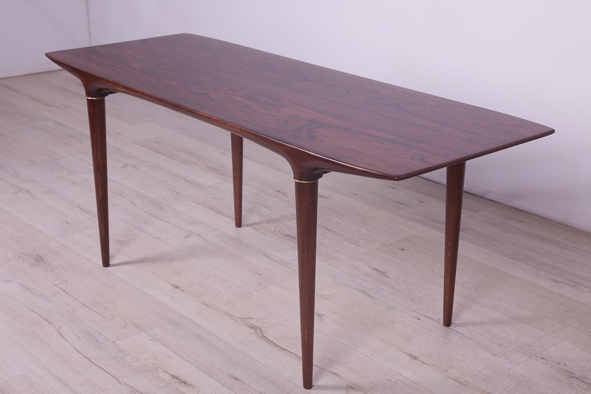 Coffee table Cortina, brown beech, brown rosewood, by S. Skogh, for Säffle Möbelfabrik, Sweden, 1960s. - 261501