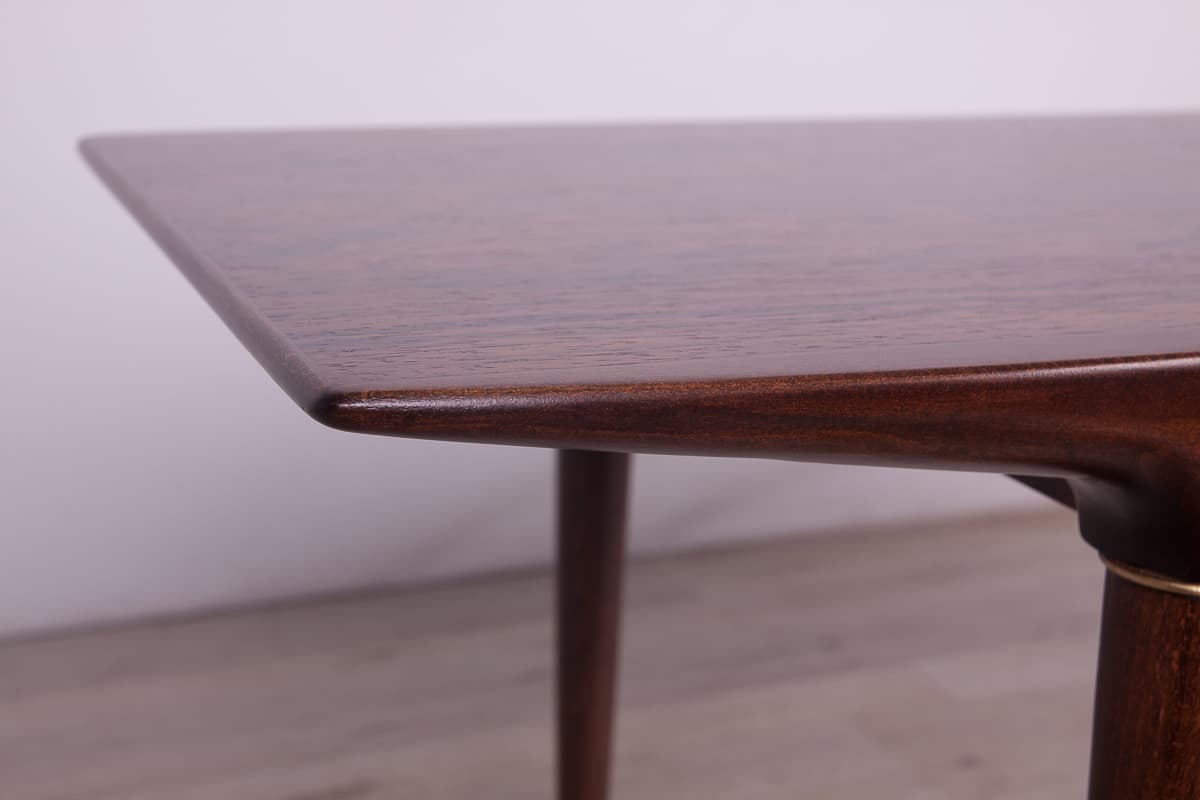Coffee table Cortina, brown beech, brown rosewood, by S. Skogh, for Säffle Möbelfabrik, Sweden, 1960s. - 261507