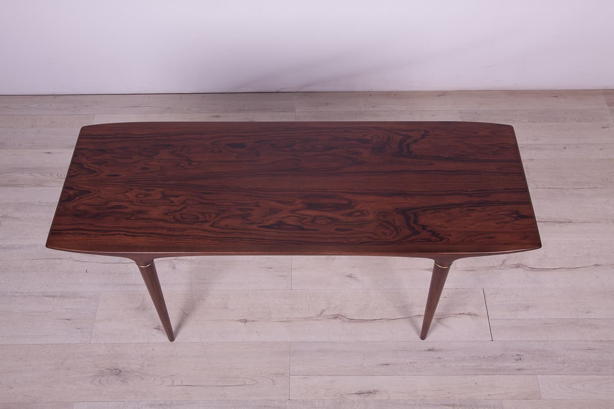 Coffee table Cortina, brown beech, brown rosewood, by S. Skogh, for Säffle Möbelfabrik, Sweden, 1960s. - 261505