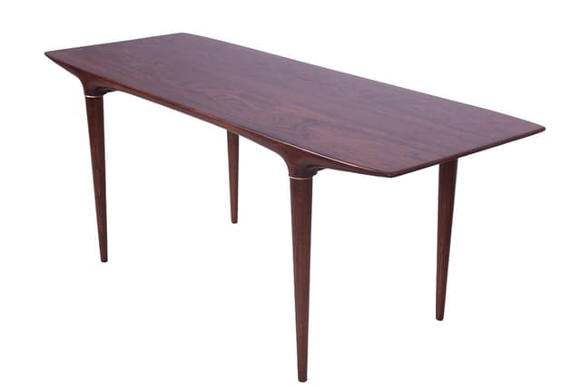 Coffee table Cortina, brown beech, brown rosewood, by S. Skogh, for Säffle Möbelfabrik, Sweden, 1960s. - DIMENSION
