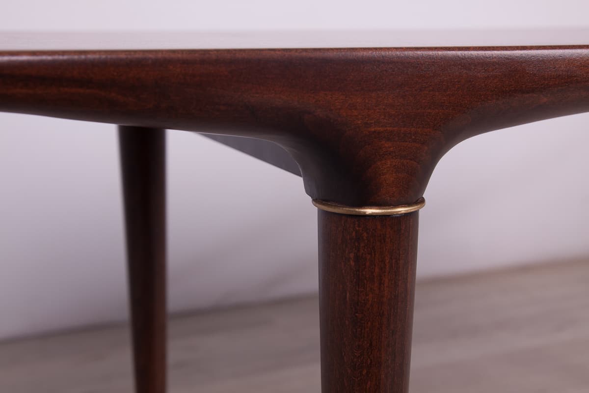 Coffee table Cortina, brown beech, brown rosewood, by S. Skogh, for Säffle Möbelfabrik, Sweden, 1960s. - 261508