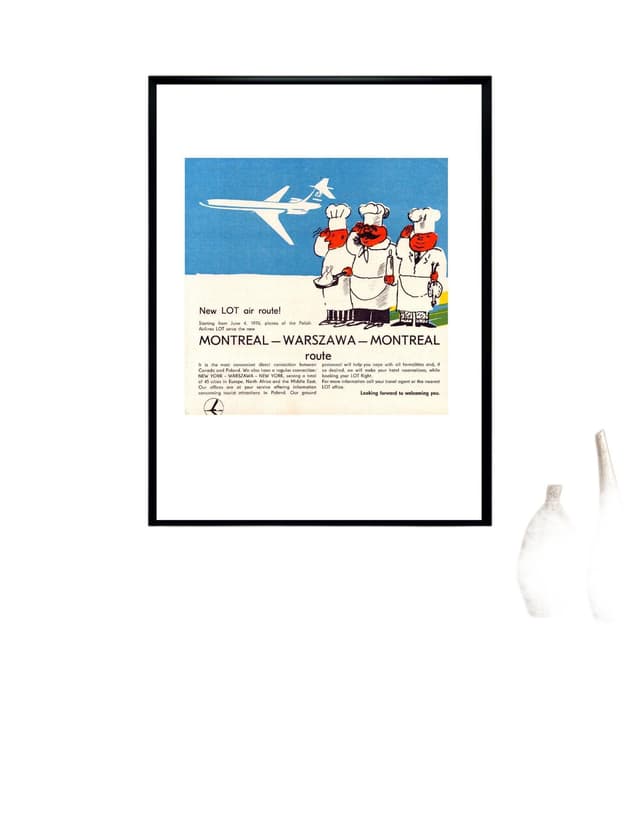 Advertising poster LOT Polish Airlines, multicolor, Poland, 1970s - DIMENSION