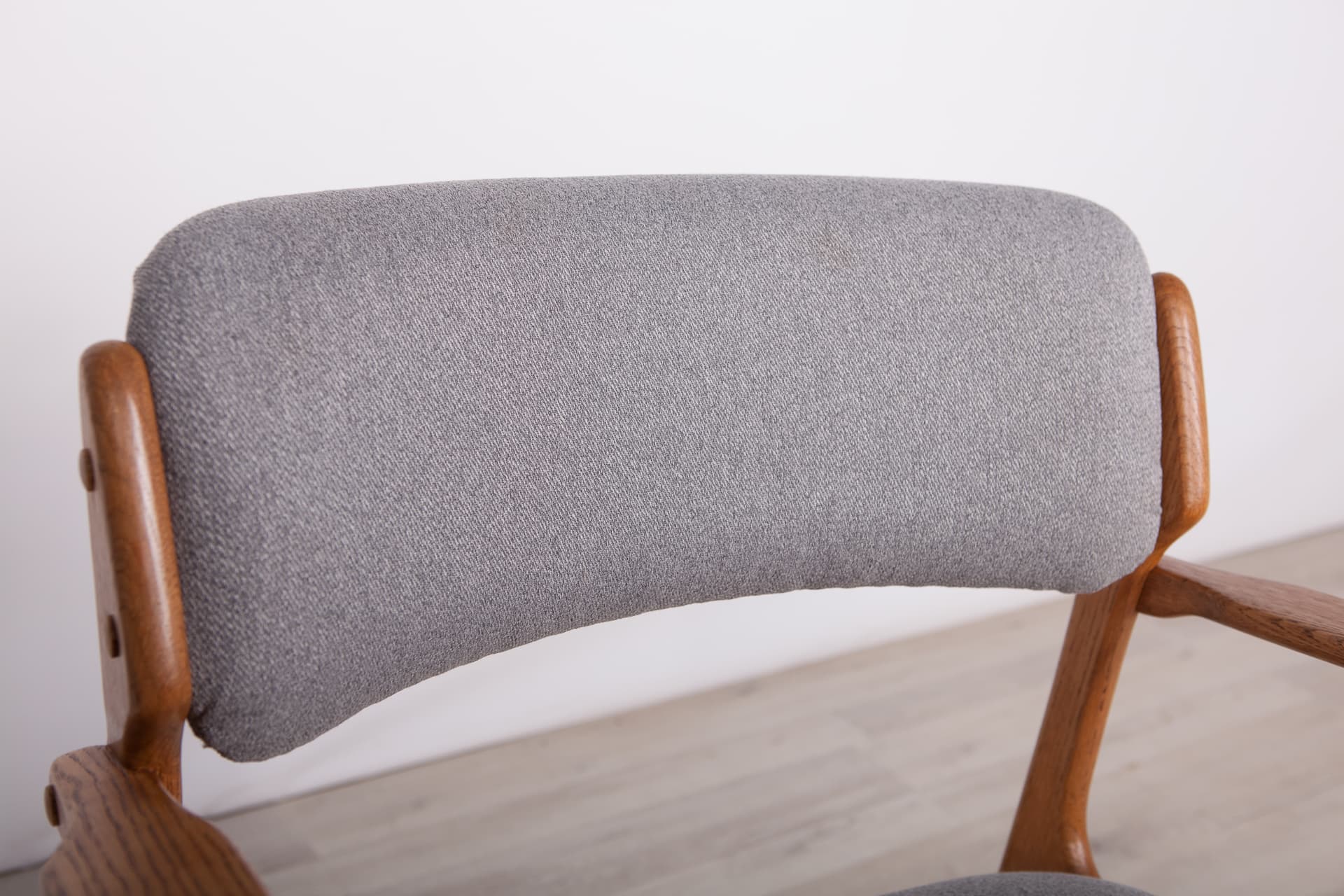 Set of six armchairs, light oak, grey fabric, by E. Buch, Denmark, 1960s. - 261563