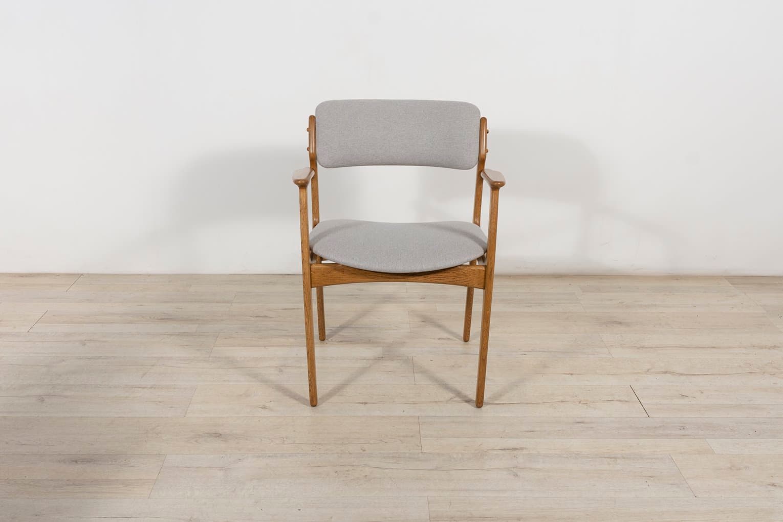 Set of six armchairs, light oak, grey fabric, by E. Buch, Denmark, 1960s. - 261556