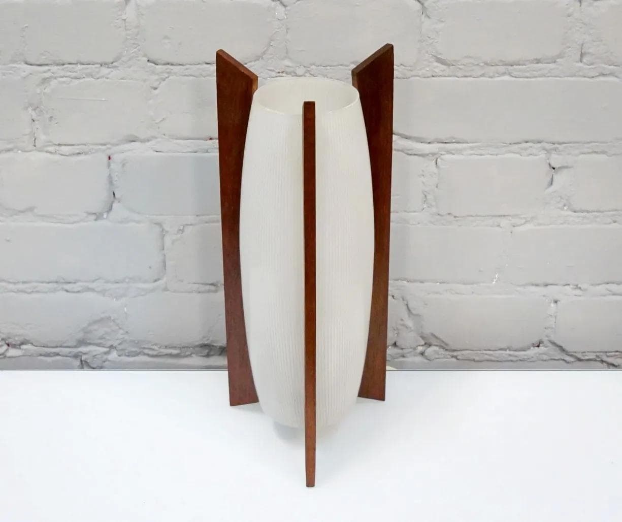 Table Lamp Rocket Lamp, teak, white glass, Denmark, 1950s. - 18974